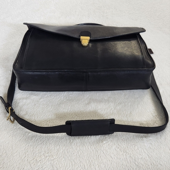 Vintage Coach Morgan Black Leather Briefcase Brass Pushlock Bag - Picture 6 of 16